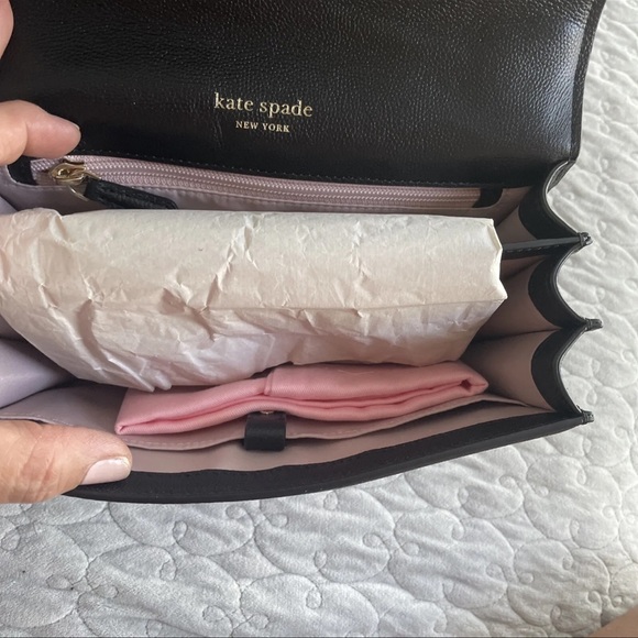 KATE SPADE LOCKET LARGE FLAP SHOULDER BAG W/DUSTBAG BLACK PXR00419 NWT $378 - Picture 6 of 13